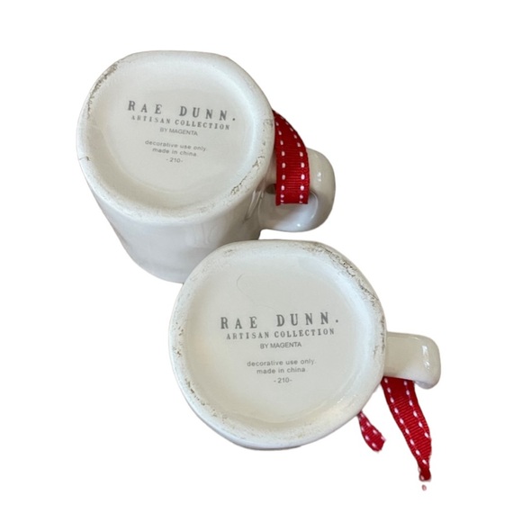 2 Rae Dunn Christmas Espresso Mini Cups Mugs Holly Jolly Ornaments Red White - Picture 4 of 4